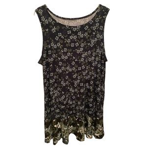 LOGO Layers by Lori Goldstein Navy Floral‎ Sleeveless Casual Dress Size XS